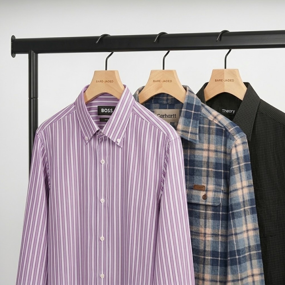 Men's Dress Shirt Lot 3 Sz L Theory-Carhartt-Hugo-Boss Bundle
